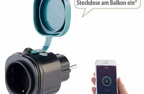 PEARL GmbH: Luminea Home Control Outdoor-WLAN-Steckdose SF-580.out mit Energiekostenmesser, App- & Sprachsteuerung: Licht & Co. im Außenbereich steuern und den Stromverbrauch immer im Blick