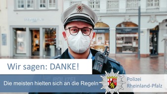 Polizeipräsidium Rheinpfalz: POL-PPRP: Bürger halten sich größtenteils an die Corona-Regeln - Positive Bilanz des Polizeipräsidiums Rheinpfalz zum landesweiten Kontrolltag