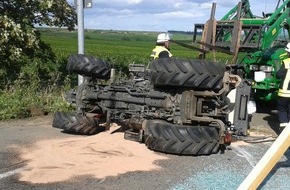 Polizeidirektion Neustadt/Weinstraße: POL-PDNW: Herxheim am Berg - Traktor umgestürzt