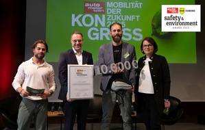 Motor Presse Stuttgart, AUTO MOTOR UND SPORT: Ausgeschrieben von auto motor und sport und HUK-COBURG: Fahrradhelm für die Gürteltasche: Start-up Inflabi gewinnt begehrten Safety & Environment Award