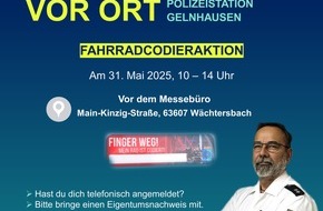 Polizeipräsidium Südosthessen: POL-OF: Fahrrad-Codieraktion am 31. Mai 2025: Gemeinsam gegen Diebstahl