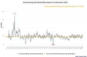 RABOT Energy DE GmbH: Hohe Volatilit&auml;t pr&auml;gt Stromb&ouml;rse im Dezember - Durchschnittspreis sank leicht auf 9,37 ct/kWh