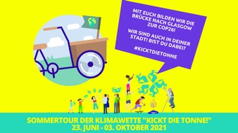 DIE KLIMAWETTE: Pressemitteilung: 6.000 km mit dem Fahrrad für mehr Klimaschutz „Kickt die Tonne!“ lautet das Motto