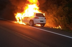 Polizeidirektion Landau: POL-PDLD: Edesheim - Pkw-Brand auf der BAB 65