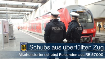Bundespolizeidirektion München: Bundespolizeidirektion München: Alkoholisierter schubste 29-Jährigen vor Abfahrt aus überfülltem Zug