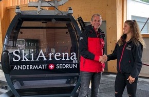 Andermatt Swiss Alps AG: Medienmitteilung - Weltmeisterin Aline Danioth weiterhin Botschafterin der SkiArena Andermatt-Sedrun