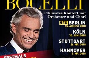Global Event & Entertainment GmbH: Andrea Bocelli Deutschlandtour 2018 - Der Weltstar kehrt nach 20 Jahren zurück nach Deutschland - BILD