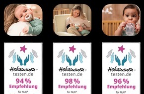 NUK: Von Hebammen getestet, von Familien gesch&auml;tzt / NUK Perfect Match &uuml;berzeugt im Praxistest - Schnuller, Flasche und Trinklernflasche erhalten Bestnoten
