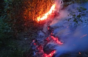 Feuerwehr Plettenberg: FW-PL: Unterholz brannte im OT-Eiringhausen. Achtlos weggeworfene Grillkohle vermutlich Brandursache.