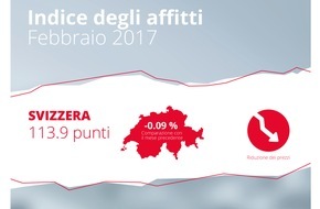 homegate AG: Indice degli affitti homegate.ch: A febbraio 2017, leggera flessione dei canoni di locazione offerti