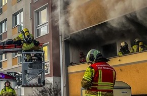 Feuerwehr Dresden: FW Dresden: Wohnungsbrand: Eine schwer verletzte Person gerettet