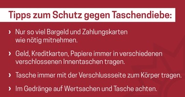 Polizeipräsidium Südhessen: POL-DA: Darmstadt: Taschendiebinnen auf dem Luisenplatz / Polizei sucht Zeugen und gibt Tipps