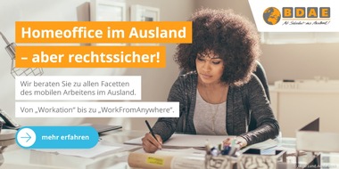 BDAE GRUPPE: Homeoffice im Ausland: Online-Seminar zeigt, was Arbeitgebende und Arbeitnehmende wissen sollten