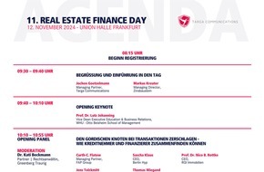 Targa Communications: 11. Real Estate Finance Day von Targa Communications am 12. November in Frankfurt am Main