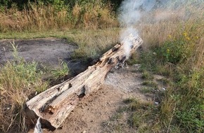 Feuerwehr Helmstedt: FW Helmstedt: Brennender Baumstumpf am Lappwaldsee