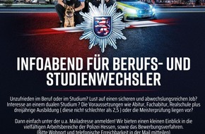 Polizeipräsidium Mittelhessen - Pressestelle Lahn - Dill: POL-LDK: Infoabend für Berufs- und Studienwechsler sowie Oberstufenschülerinnen und Schüler