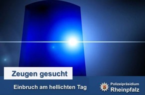 Polizeidirektion Neustadt/Weinstraße: POL-PDNW: Einbruch zur Mittagszeit - Täter von Bewohner überrascht