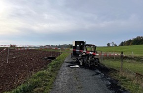 Polizeiinspektion Göttingen: POL-GÖ: (434/2022) Kleintraktor brennt auf Feldweg vollständig aus - Ursache unbekannt, Polizei sucht Zeugen