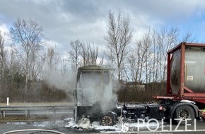 Polizeidirektion Neustadt/Weinstraße: POL-PDNW: Polizeiautobahnstation Ruchheim - Brennender LKW auf A6