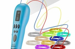 PEARL GmbH: Eigene 3D-Kunstwerke aus 3 verschiedenen Filamenten erschaffen: FreeSculpt 3D-Drucker-Stift 3D-free.color, Multi-Filament-System, Farbauswahl, 20 PLA-Filamente