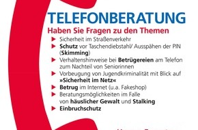 Polizeidirektion Hannover: POL-H: Erinnerung - Präventionsangebot: Infotelefon am 17. März 2022