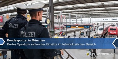 Bundespolizeidirektion München: Bundespolizeidirektion München: Diverse strafrechtliche Ermittlungen: Münchner Bundespolizei am Sonntag gefordert