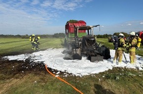 Polizeiinspektion Cuxhaven: POL-CUX: Brand eines Ackerschleppers (Foto im Anhang)