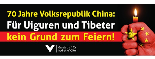 Gesellschaft für bedrohte Völker e.V. (GfbV): Einladung zur Mahnwache: 70 Jahre Volksrepublik China - Für Millionen Opfer kein Grund zum Feiern