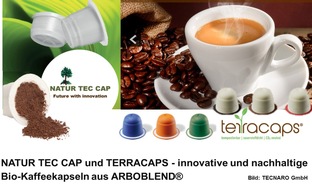 TECNARO GmbH: Schluck für Schluck die Welt retten / Natur Tec Cap und Terracaps Bio-Kaffeekapseln aus ARBOBLEND® revolutionieren die Kaffeebranche /
My-CoffeeCup und CRASTAN setzen Zeichen für Nachhaltigkeit