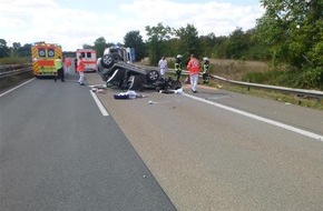 Verkehrsdirektion Mainz: POL-VDMZ: A60, PKW überschlägt sich, Autobahn voll gesperrt.