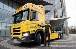 DHL Group: PM: DHL und Scania testen E-Lkw mit kraftstoffbetriebenem Stromgenerator für größere Reichweiten / PR: DHL and Scania to test electric truck with fuel-powered range extender