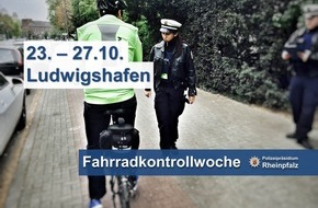 Polizeipräsidium Rheinpfalz: POL-PPRP: Ankündigung Fahrradkontrollwoche in Ludwigshafen