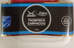 Lidl: Der italienische Lieferant Sicily Food informiert über einen Warenrückruf des Produktes / "Sansibar Deluxe Thunfisch Carpaccio, 100g".