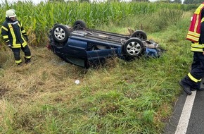 Kreisfeuerwehr Rotenburg (Wümme): FW-ROW: Verkehrsunfall: Fahrzeug überschlägt sich - Sieben Verletzte Personen