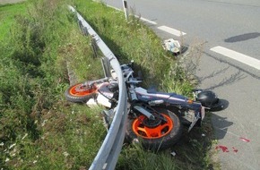 Polizeiinspektion Nienburg / Schaumburg: POL-NI: Motorradfahrerin verunglückt auf Bundesstraße 83