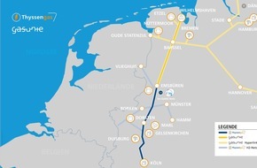 Thyssengas GmbH: Von der Nordsee bis in die Region Rhein-Ruhr: Fernleitungsnetzbetreiber Gasunie und Thyssengas schaffen Nord-Süd-Korridor für Wasserstoff
