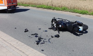 Kreispolizeibehörde Herford: POL-HF: Sturz nach Zusammenstoß- Motorradfahrer bei Unfall verletzt