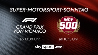 Sky Deutschland: Feiertag für alle Motorsportfans: Der Große Preis von Monaco und das Indy 500 am Super-Motorsport-Sonntag live und exklusiv auf Sky Sport F1