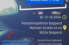 Polizeidirektion Koblenz: POL-PDKO: Schnuppertage Polizei Boppard im Oktober