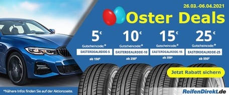 Delticom AG: Ostern läuft rund: Der ReifenDirekt.de-Osterhase schenkt Kunden Rabatte im Wert von bis zu 25 Euro