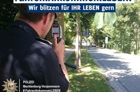 Polizeipräsidium Neubrandenburg: POL-NB: Start der Kampagne "Fahren.Ankommen.LEBEN!" im April 2019 -  
Schwerpunkt "Geschwindigkeit"