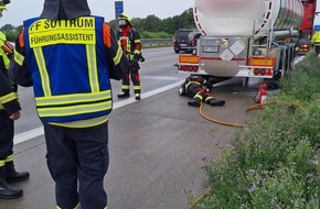 Kreisfeuerwehr Rotenburg (W&uuml;mme): FW-ROW: Hei&szlig;gelaufene Lkw-Bremse sorgt f&uuml;r Feuerwehreinsatz auf der A1