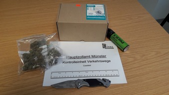 Hauptzollamt Münster: HZA-MS: Familienausflug endet mit Strafanzeigen / Zoll Münster findet geringe Mengen Betäubungsmittel, Messer und Pfefferspray in Familien-PKW