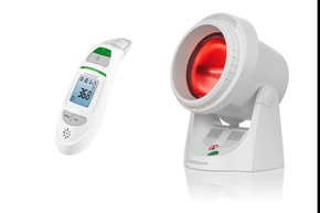 Gesund durch die Erkältungszeit mit den Qualitätsprodukten von medisana: Infrarot-Multifunktions-Thermometer TM 750 und Infrarotlampe IR 850