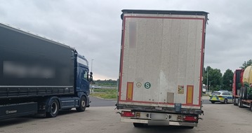 Polizeipräsidium Osthessen: POL-OH: Sattelauflieger mit gefährlichen Mängeln aus dem Verkehr gezogen - Mit 62 Prozent Überladung auf der Autobahn unterwegs