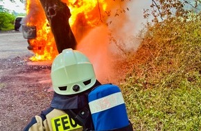 Feuerwehr Gemeinde Rheurdt: FW Rheurdt: Feuerwehr löscht historischen Geländewagen