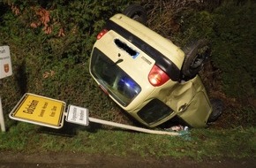 Polizei Düren: POL-DN: Pkw landet nach Alleinunfall auf dem Dach