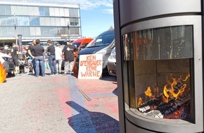 feusuisse: Während einer Kundgebung in Bern suchten Ofenbauerinnen und Ofenbauer aktiv nach Berufsnachwuchs