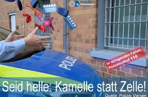 Kreispolizeibehörde Viersen: POL-VIE: Kreis Viersen: Seid helle: Kamelle statt Zelle!: Die Polizei macht ihre Einsatztaktik für die tollen Tage deutlich