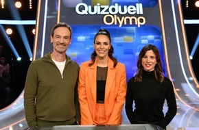 ARD Das Erste: TV-Lieblinge gegen den "Quizduell-Olymp": Aylin Tezel und Jörg Hartmann bei Esther Sedlaczek / "Quizduell-Olymp" am Freitag, 16. Februar, 18:50 Uhr im Ersten